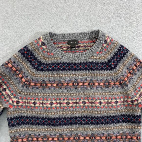 J Crew Sweater Womens Medium Lambs Wool Pullover Aztec Southwestern Winter - Picture 2 of 16